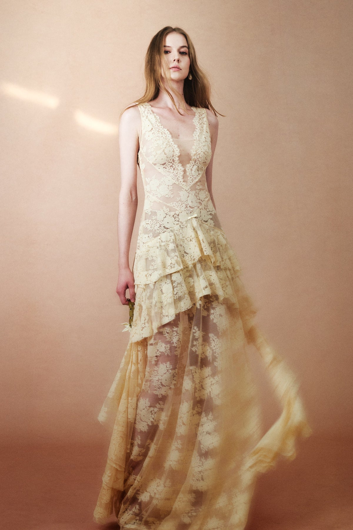 Aurelie Gown in Cream Gold, in motion