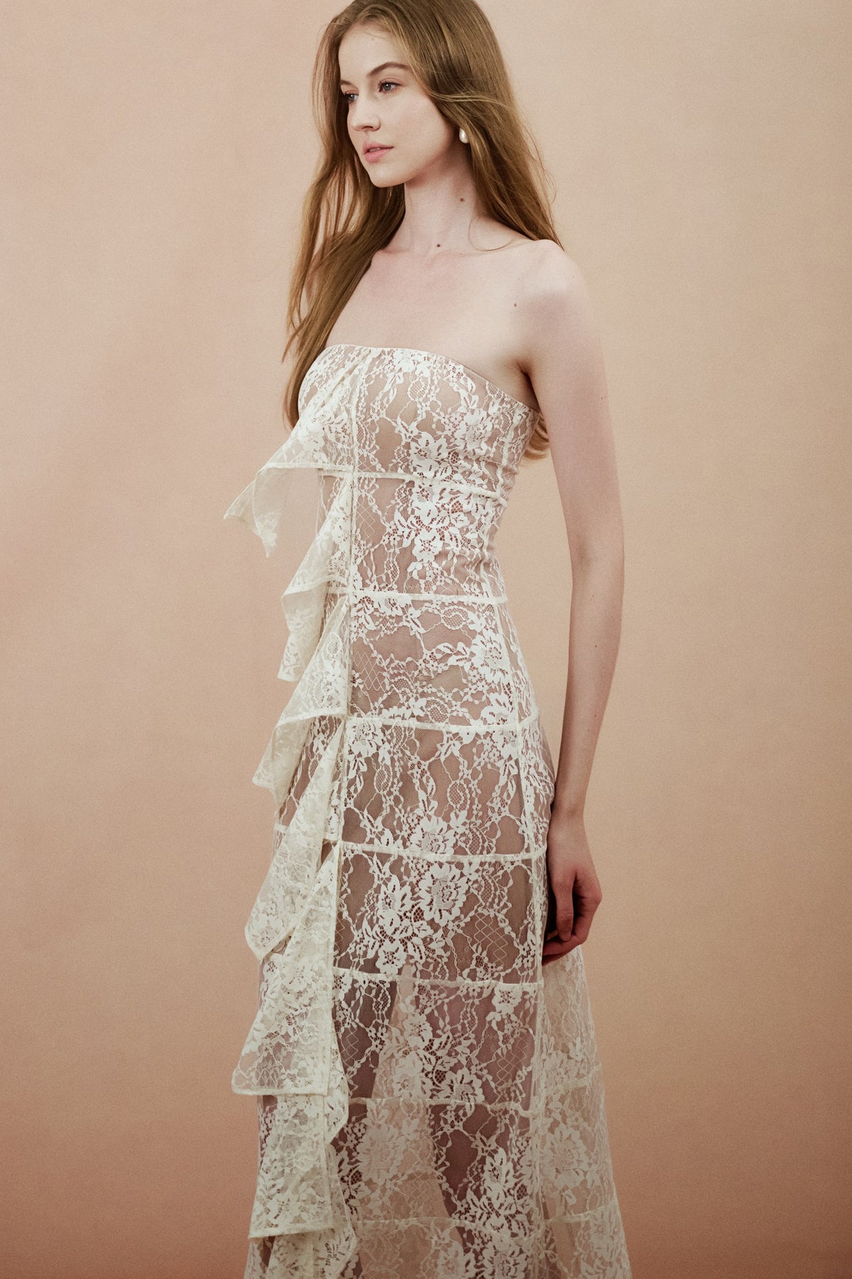 Helene Gown in Cream, full-length view