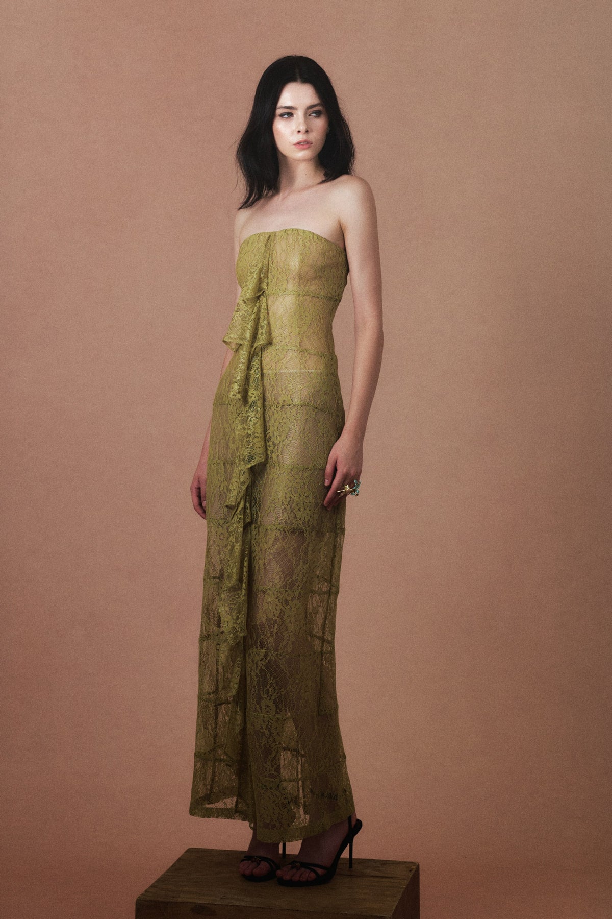 Helene Gown in Olive, front view