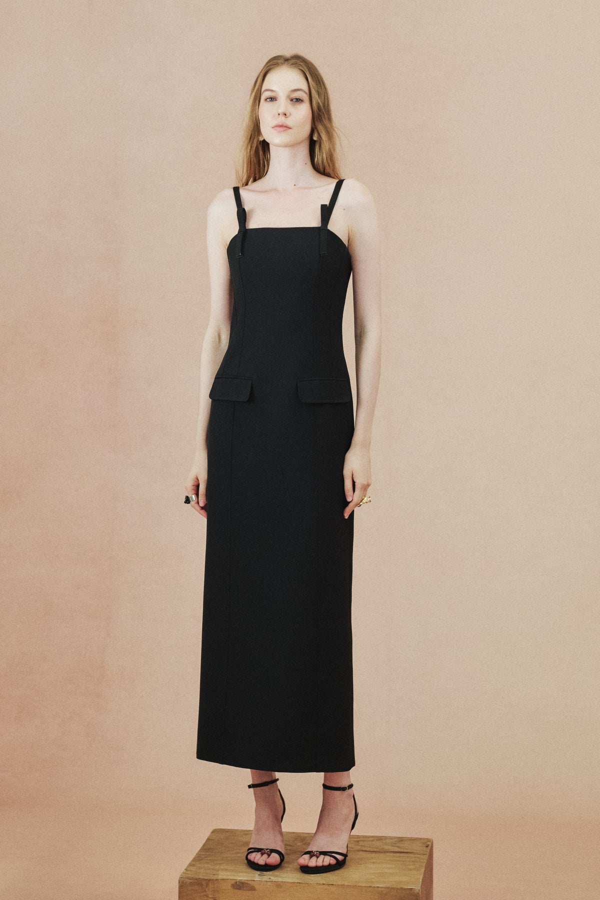 Maren Dress in Black, front view