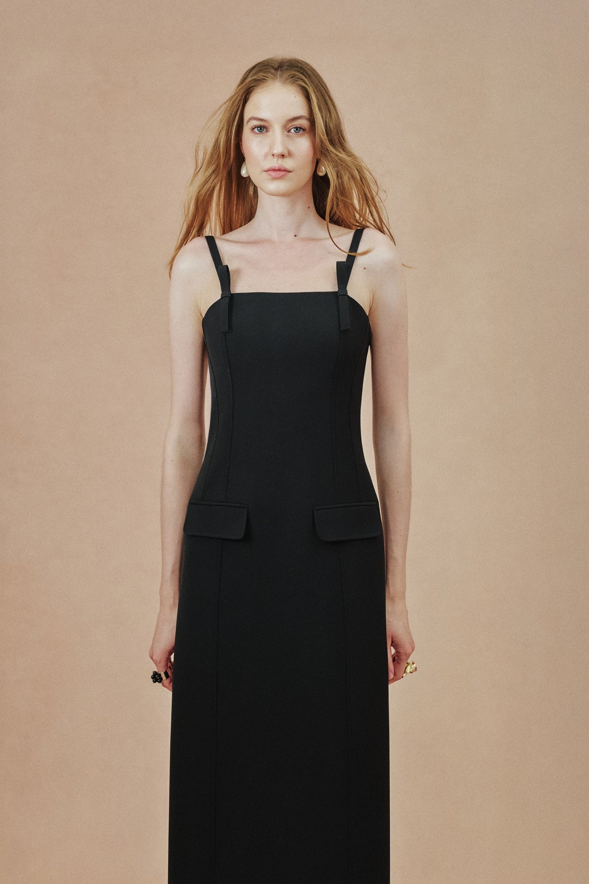 Maren Dress in Black, front, close