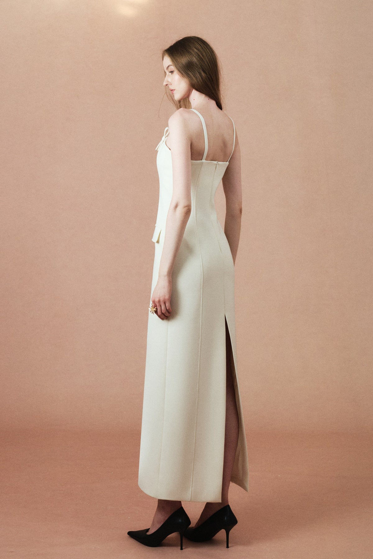 Maren Dress in Cream, side view