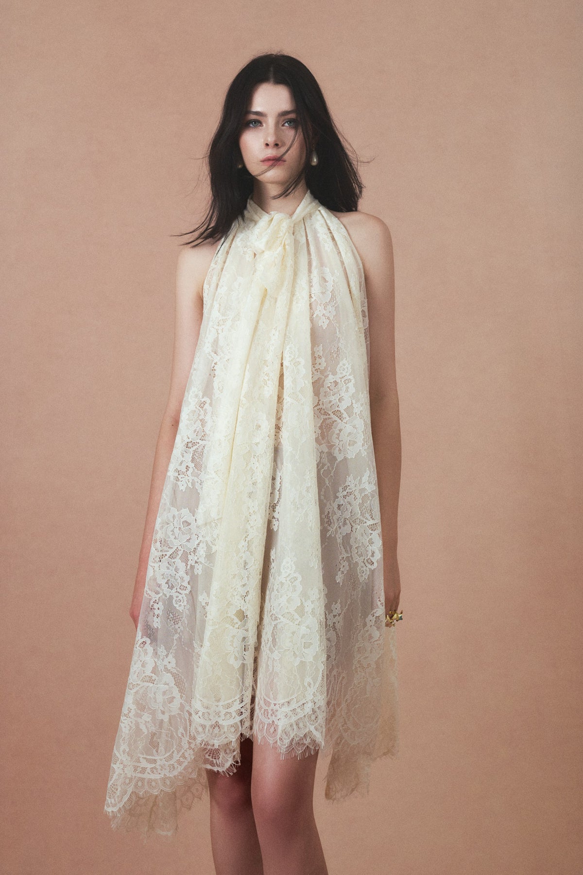 Clio Dress in Cream, front view