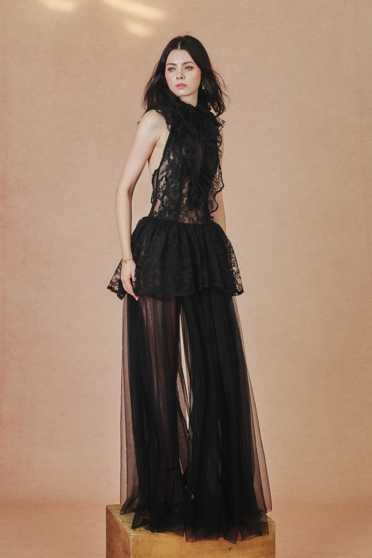 Anouk Dress in Black, full-length view